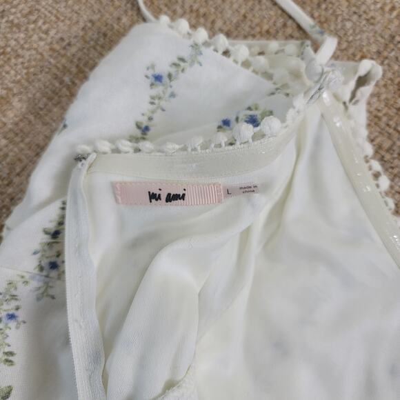 Francesca's Mi Ami Asymmetric Floral Romper Size Large Feminine Cottage Coquette - Picture 10 of 15